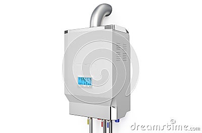 White home gas-fired boiler, water heater Stock Photo