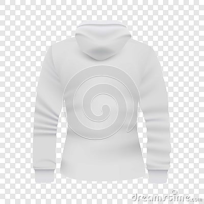 White hoodie back view mockup, realistic style Vector Illustration