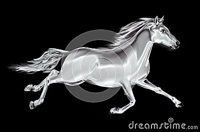 White horse galloping on a black background Stock Photo