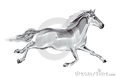 White horse galloping on a white background. Stock Photo