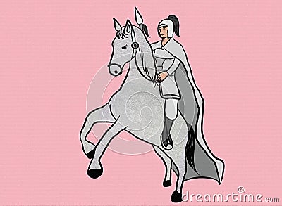 White horse warrior Stock Photo