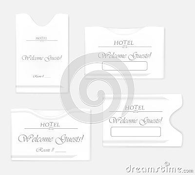 White hotel key card holder set - keycard sleeves, vector template Vector Illustration