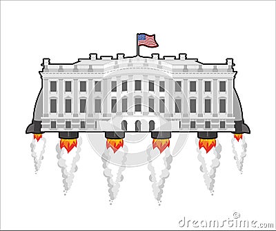 White houseÂ future with rocket turbo. USA President Residence i Vector Illustration