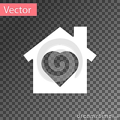 White House with heart inside icon isolated on transparent background. Love home symbol. Family, real estate and realty Vector Illustration