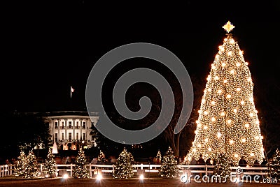 White House and the National Christmas Tree Stock Photo