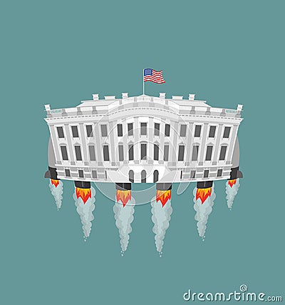 White houseÂ rocket turbine. USA President Residence in space. A Vector Illustration