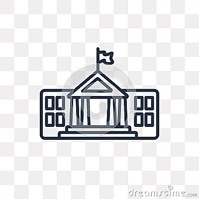 White House vector icon isolated on transparent background, line Vector Illustration