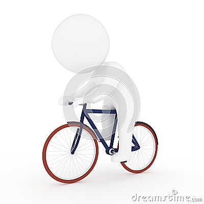 White human running on bicycle in 3D rendering Stock Photo