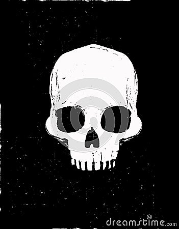 White Human Skull Vector Graphic. Hand Drawn Design. Vector Illustration