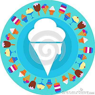 White ice cream icon Vector Illustration