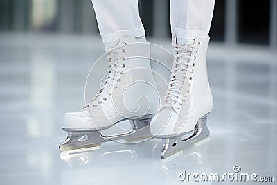 white ice-skating on a ice arena, winter activities concept Stock Photo