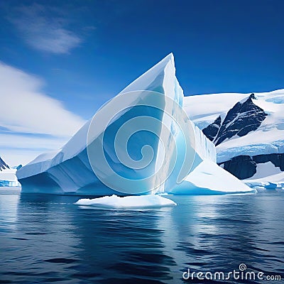 White iceberg on deep blue Environment Cartoon Illustration