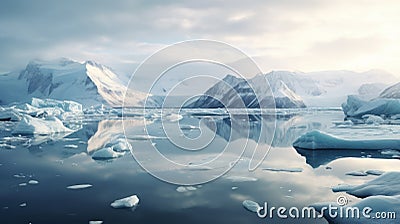 Realistic Hyper-detailed Rendering Of Antarctic Ocean With Ice Floes Stock Photo