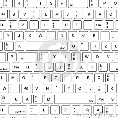 Computer keyboard background seamless. Abstract vector pattern texture seamless. White Illustration buttons keyboard Vector Illustration