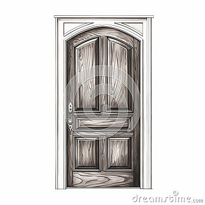 Realistic Impression Of Sketched Old Door Illustration Cartoon Illustration