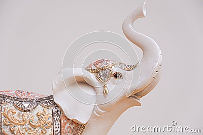 White Indian elephant figurine head close up Stock Photo