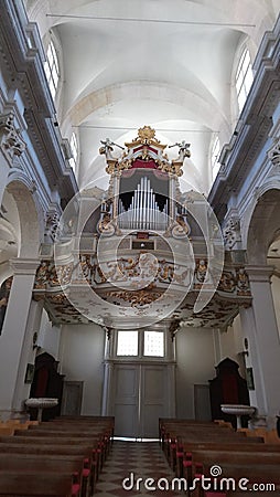 White indoor interior in main church Stock Photo