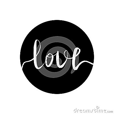 White inscription love in a Vector Illustration