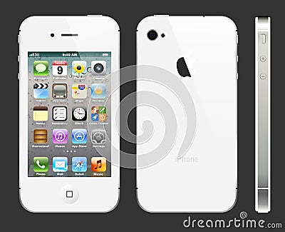 White IPhone 4S with profile Vector Illustration