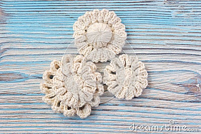 White Irish crochet knitted flowers Stock Photo