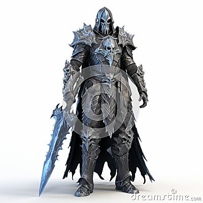 High-quality 3d Death Knight Model With Monochromatic Shadows Stock Photo