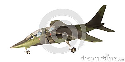 White isolated airplane military fighter jet in flight Stock Photo