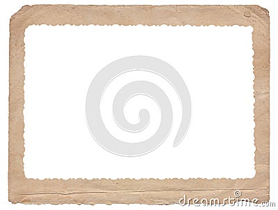 White isolated frame with Old vintage rough torn paper Stock Photo