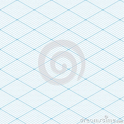 White isometric blueprint grid seamless pattern texture background. Vector illustration Vector Illustration