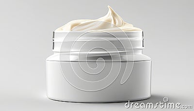 A white jar of cream with a white lid Stock Photo