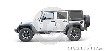 White jeep Stock Photo