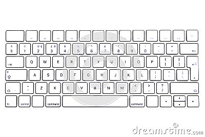 White keyboard isolated on white backgrounds, wireless keyboard, keypad Stock Photo