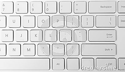 White Keyboard Keys, Macro Shot of Keyboard Buttons Stock Photo