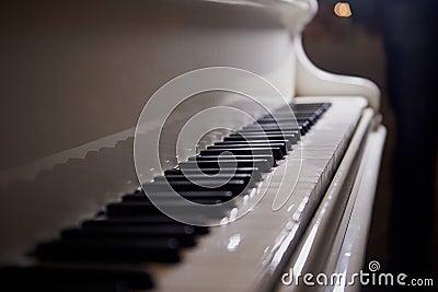 The white keys of the piano Stock Photo