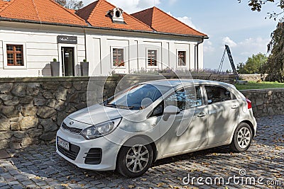 Kia Rio in medieval castle. Bratislava, Slovakia. Editorial Stock Photo