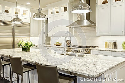 White kitchen design in new luxurious home Stock Photo