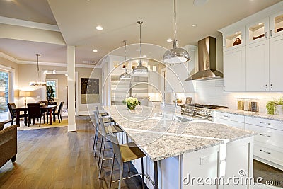 White kitchen design in new luxurious home Stock Photo