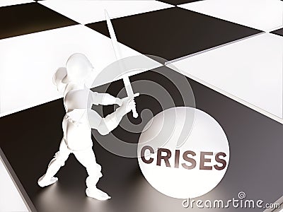 White Knight and Crises Concept In 3D Stock Photo