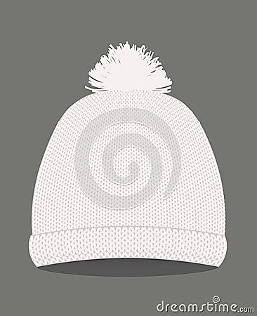 White knitted winter hat Vector Illustration
