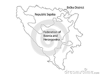 Entities Map of Bosnia and Herzegovina Vector Illustration