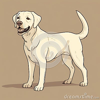 Detailed Labrador Retriever Drawing With Bobbed Tail And Distinct Markings Cartoon Illustration