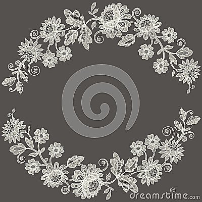 White Lace. Flower Garland. Vector Illustration