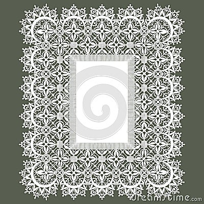 White Lace Frame. Vector Illustration