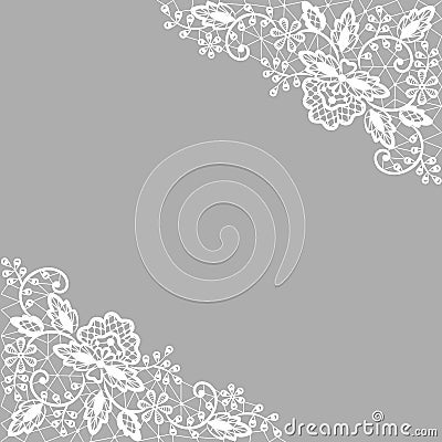 White lace on gray background Vector Illustration