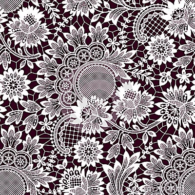 White Lace Seamless Pattern. Vector Illustration