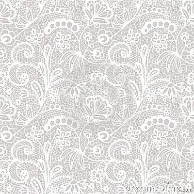 Lace seamless pattern with flowers Vector Illustration