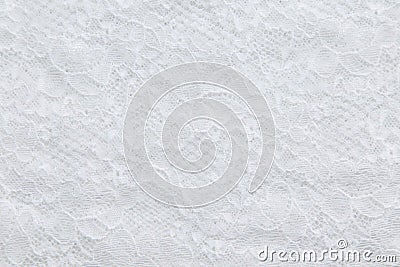 White lace with small flowers on the white background Stock Photo