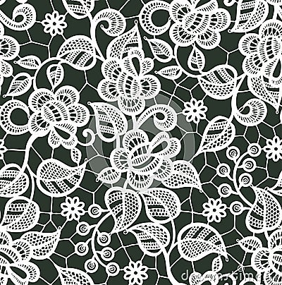 White Lace Vector Seamless Pattern. Floral Pattern. Vector Illustration