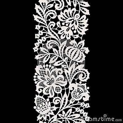 White Lace. Vertical Seamless Pattern. Vector Illustration