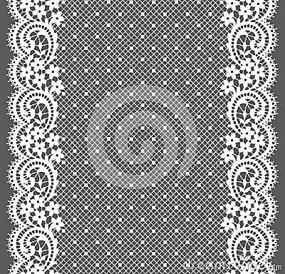 White Lace. Vertical Seamless Pattern. Vector Illustration