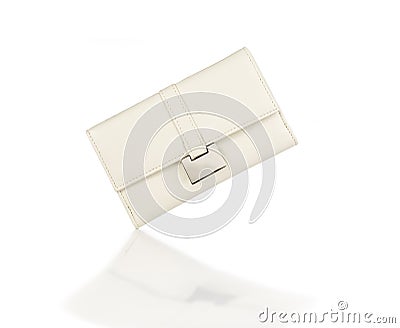 White ladies wallet with a silver buckle Stock Photo